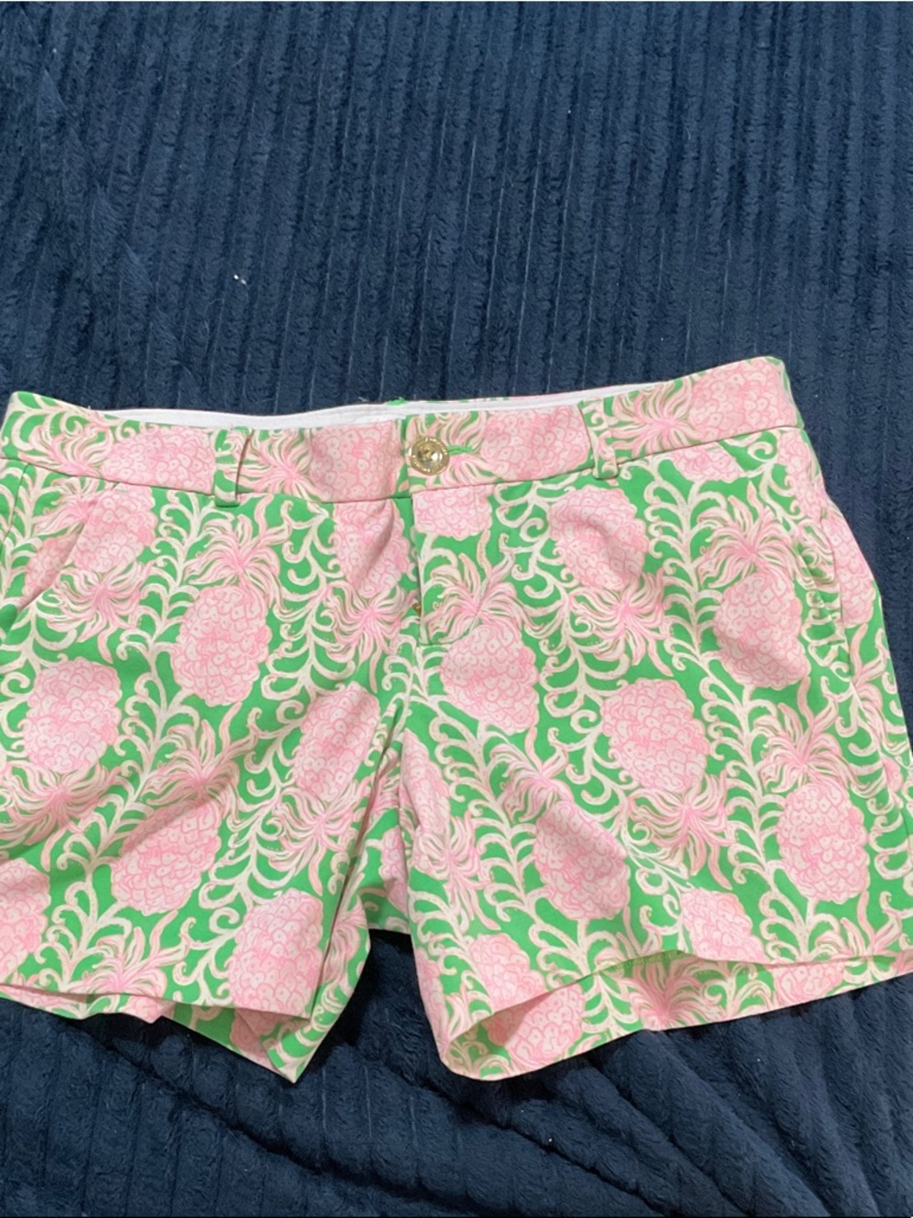 Lilly Pulitzer Pink Pineapple Print on Green Shorts